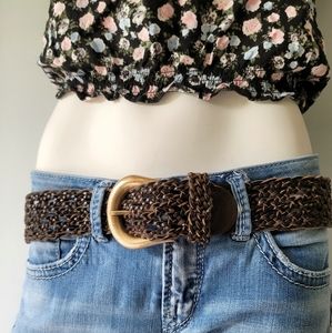 Vintage Bay Club Genuine Leather Woven Belt 37"